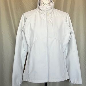 Eggshell white pleather spandex moto jacket by Black Diamond large